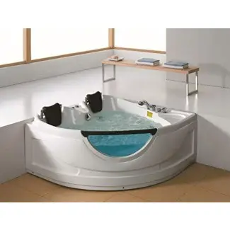  Bañera de hidromasaje para bañera de hidromasaje empotrada de hidromasaje de lujo para 2 personas, con Bluetooth, control remoto, en línea Calentador de agua y 19 surtidores totales 