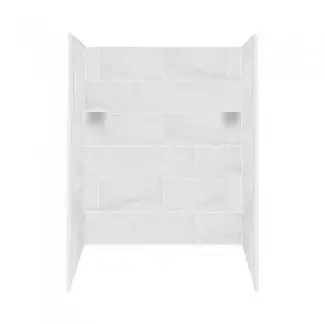  Transolid RBE6026-91 Kit de pared para bañera / ducha de superficie sólida, 32 pulgadas x 60 pulgadas x 60 pulgadas, Carrara blanca 