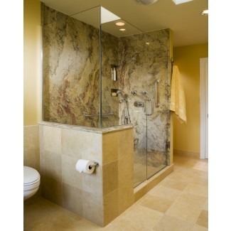  paredes de ducha de superficie sólida-espacios-contemporáneo-con-beige ... 