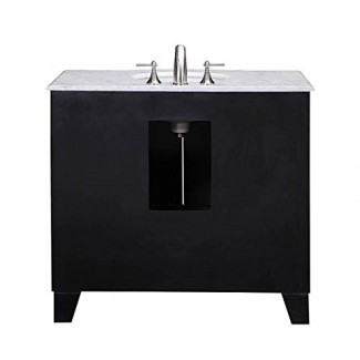 Stufurhome GM-2206-40ES-CR Vanity de fregadero individual Grand Cheswick Espresso de 40 pulgadas con encimera de mármol de Carrara