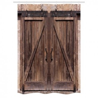  Cortina de ducha rústica, puerta de granero de madera en piedra ... 