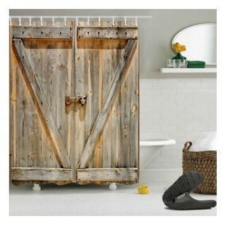  Rústico de madera Puerta de granero Cuarto de baño Ducha impermeable ... 