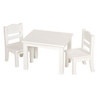  Materiales Montessori: Mesa y silla para muñecas - Blanco 