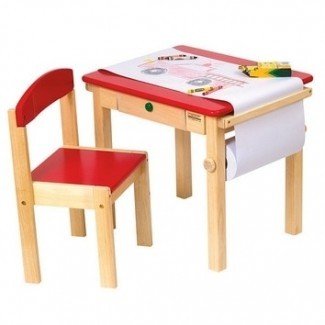  Materiales Montessori - Juego de mesa y silla de arte - Rojo 