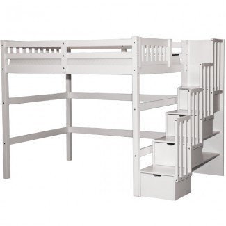  Aria Stairway Full Loft Bed White - Scanica 
