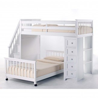  NE Kids Schoolhouse Stairway Loft Bed with Chest End ... 