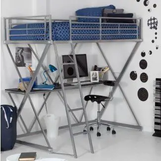  Cama alta blanca con escritorio Walmart | Ideas de diseño para el hogar 