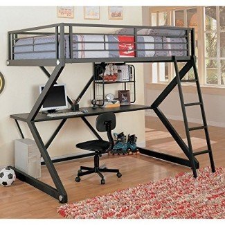  Coaster Furniture Bunks Workstation Cama loft completa - Negro mate 