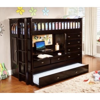  Discovery World Furniture All in One Loft Bed, Twin, Espresso 