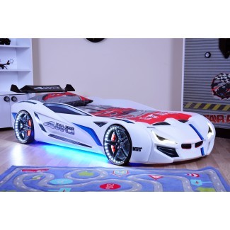  MVN1 Racer - Blanco | Camas para autos de carreras para niños 