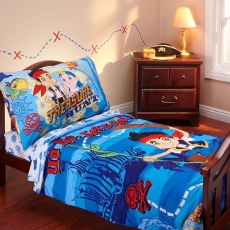 Jake and the Neverland Pirates Juego de ropa de cama para niños pequeños de 4 piezas 