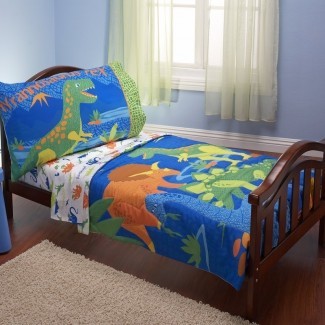  Juego de ropa de cama para niños pequeños de 4 piezas de dinosaurios Mishti 