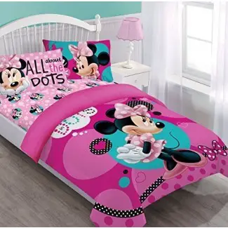  Juego de edredón doble Disney Minnie Dreaming in Dots con sábana ajustable 