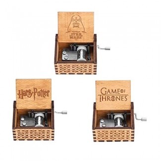 Caja de música Akozon, caja de música de manivela de madera de 1 pieza Regalo de cumpleaños mecánico clásico para manualidades