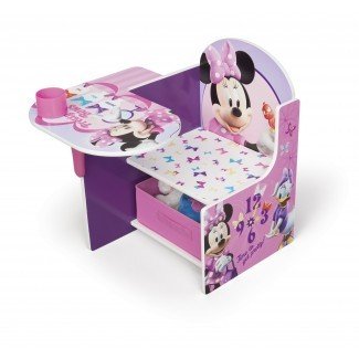  Silla de escritorio para niños Minnie con compartimento de almacenamiento y portavasos 