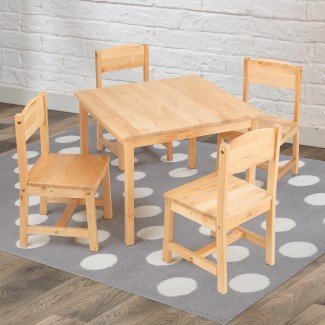  Juego de mesa y silla cuadrada para niños Farmhouse de 5 piezas 