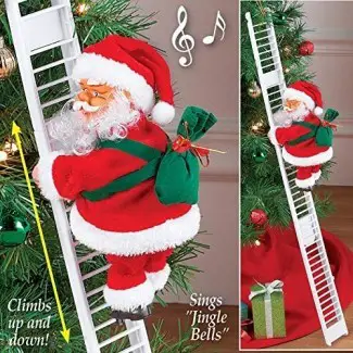  Howardee 1 Pcs Escalera Eléctrica Escalera Papá Noel Navidad Estatuilla Adorno Decoración Regalos 