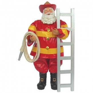  Fireman Santa Figurine 
