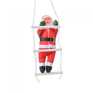  YQich 10 '' Christmas Santa Claus Climbing On Rope Ladder Xmas Trees Hanging Ornament 