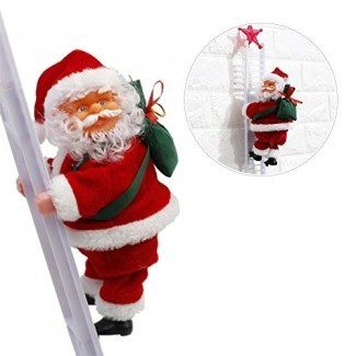  Sundlight Electric Santa Claus Subiendo Escalera Muñeca Decoración Peluche Muñeca Juguete para Navidad Fiesta Inicio Puerta Decoración de pared 