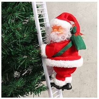  Qjoy 1 Pcs Escalera Eléctrica Escalera Santa Claus Christmas Figurine Adorno Decoración Regalos 