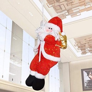  Euone Muñeca de Navidad, Navidad Papá Noel Escalada en cuerda Escalera de Navidad Árboles colgantes Decoración del hogar 