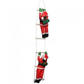  Dyna-Living Santa Claus Climbing on Ladder Decoración Navideña para Árbol de Navidad Interior Al Aire Libre Decoración de adornos colgantes Decoración de la pared de la puerta del hogar de la fiesta de Navidad 