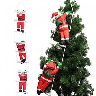  Orgrimmar 3 Papá Noel que sube la escalera de cuerda Adorno de Navidad para la fiesta del árbol de Navidad Inicio Decoración de la pared de la puerta 
