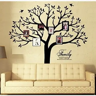  Foto de familia grande Decoración de la pared del árbol Calcomanías de pared Rama de árbol Familia como ramas en un árbol Decoraciones de pared para sala de estar 