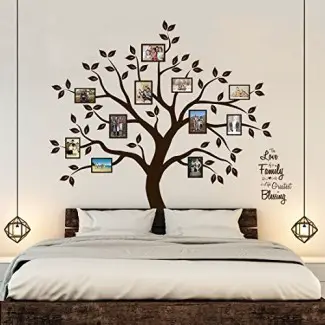  Timber Artbox Hermosa calcomanía de pared de árbol genealógico con cita: la única decoración que necesita para la sala de estar Y dormitorio 