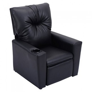  Sofá reclinable para niños Costzon, silla de cuero de PU con asiento reclinable y portavasos 