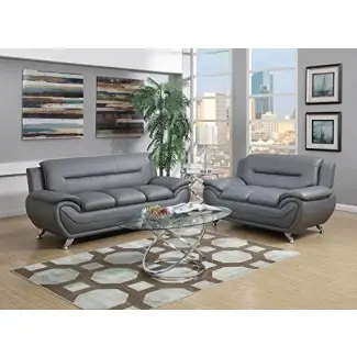  GTU Furniture Juego de sofá y loveseat de cuero PU moderno, Juego de 2 piezas de sofá 