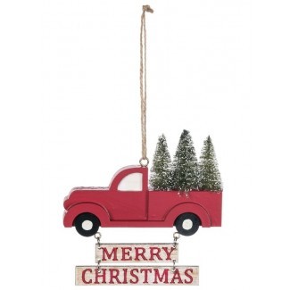  Estatuilla colgante de adorno de camión de feliz Navidad (juego de 12) 