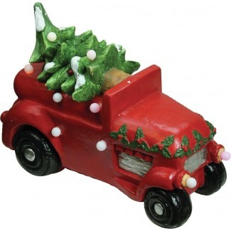  Camión musical iluminado con LED con árbol Figura decorativa de mesa navideña 