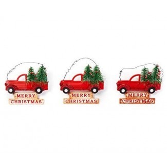  Clever Home Red Truck Red Christmas Tree Ornaments Merry Christmas Sign Bottle Brush Trees - Set de 3 [19659039] Clever Home Camiones rojos Adornos para árboles de Navidad Letrero de Feliz Navidad Cepillo de botella Árboles - Juego de 3 </div>
</p></div>
<div class=