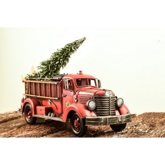  Camión de bomberos de estilo vintage con árbol de Navidad y luces LED 