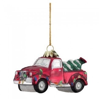  Camión de vidrio de 4 pulgadas Kurt Adler de Noble Gems con adorno de árbol de Navidad 