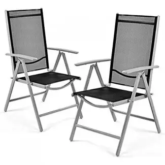  Giantex Juego de 2 sillas plegables para patio Piscina reclinable de jardín interior reclinable ajustable 