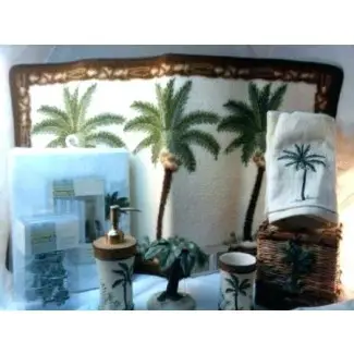  Juego de alfombra de baño de palmera Baño Ducha de decoración tropical ... 