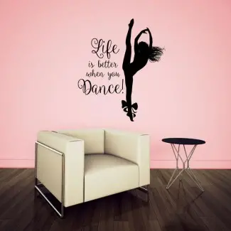  Hameldon Life is Better When You Dance with Dancing Girl Graphic Wall Decal 