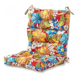  Greendale Home Fashions Cojín de silla con respaldo alto para interior / exterior, Aloha Red 