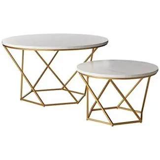  Mesas de café con anidamiento de vidrio geométrico WE Furniture 