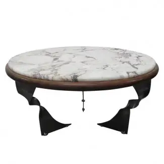  Mesa de centro única con base de acero y mesa de mármol para la venta en 