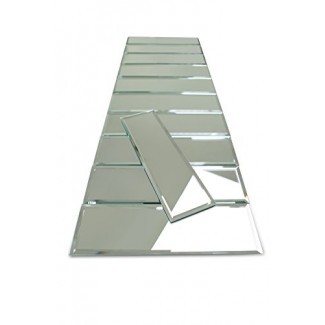  Azulejo de vidrio biselado de espejo plateado de 3 "x 10" 55 piezas por caja (10sq / ft) 