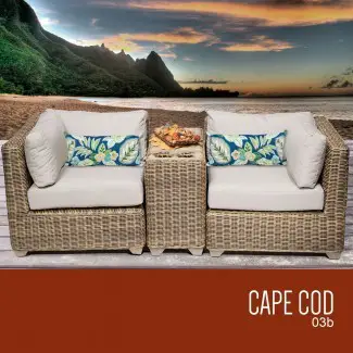  Juego de muebles de mimbre para exteriores Cape Cod de 3 piezas 03b 