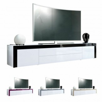  Blanco alto brillo moderno TV soporte unidad multimedia entretenimiento ... 