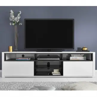 Unidad de TV de alto brillo blanco con estante de barra de sonido / gabinete de TV 