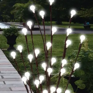  2 x 60cm Garden LED Twig Lights Solar Luces de árbol 
