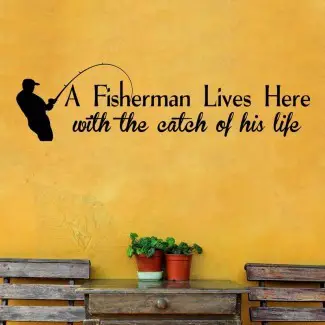  Una calcomanía de pared de Fisherman Lives Here 