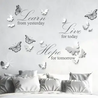  La calcomanía de pared Mirror Butterflies y Live Learn Hope 